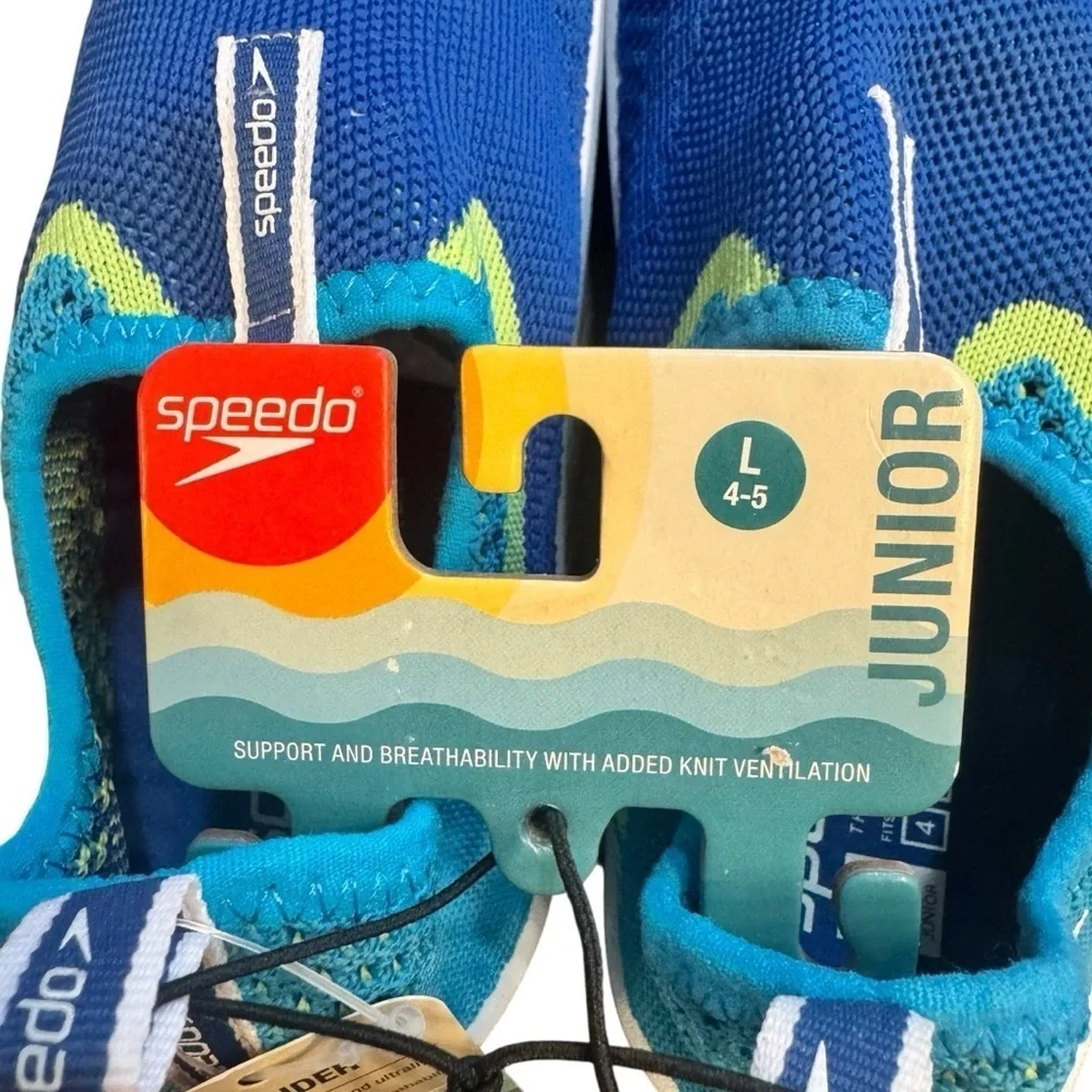 Speedo Kids Blue and Green Pull-on Water Shoes Surf Strider Junior Size L 4/5